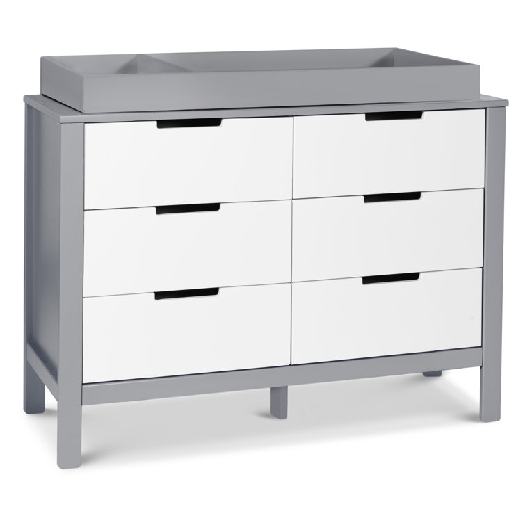 Gray and White Double 6-Drawer Modern Dresser