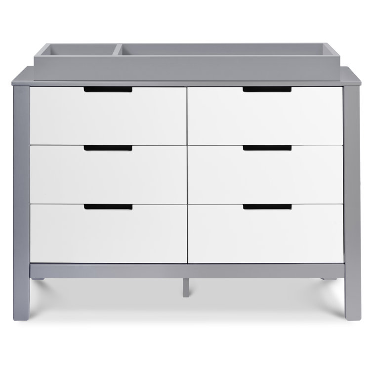Gray and White Double 6-Drawer Modern Dresser
