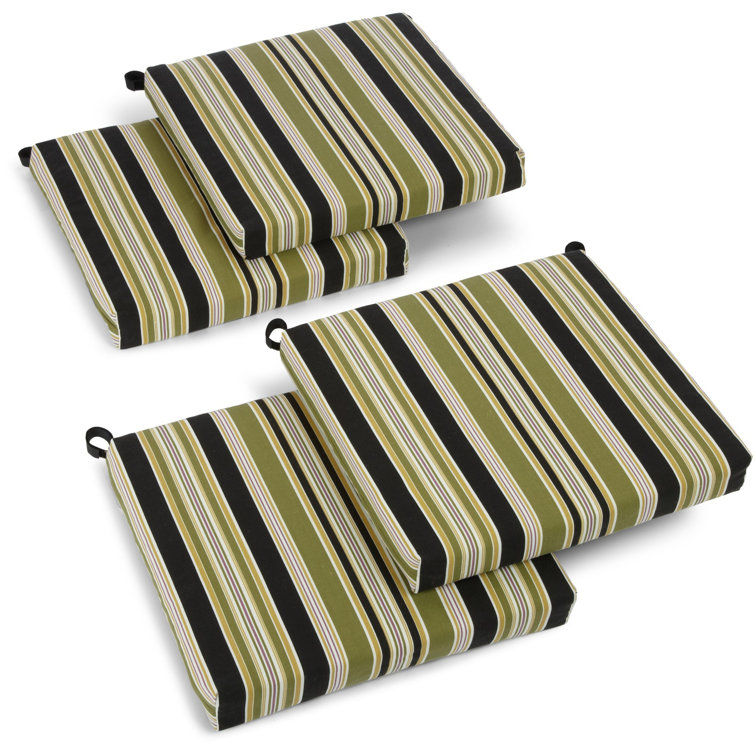 Olive and Black Spun Polyester Outdoor Chair Cushion Set