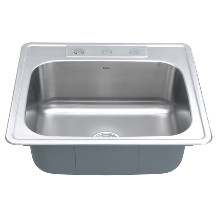 25-Inch Stainless Steel Single Bowl Drop-In Kitchen Sink