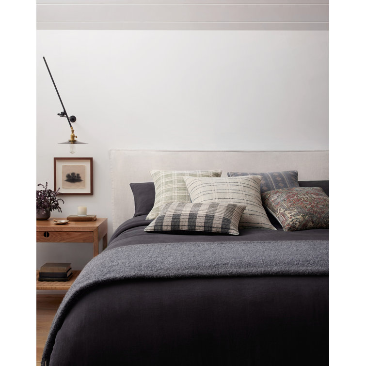 Cream and Blue Striped Cotton Throw Pillow Set