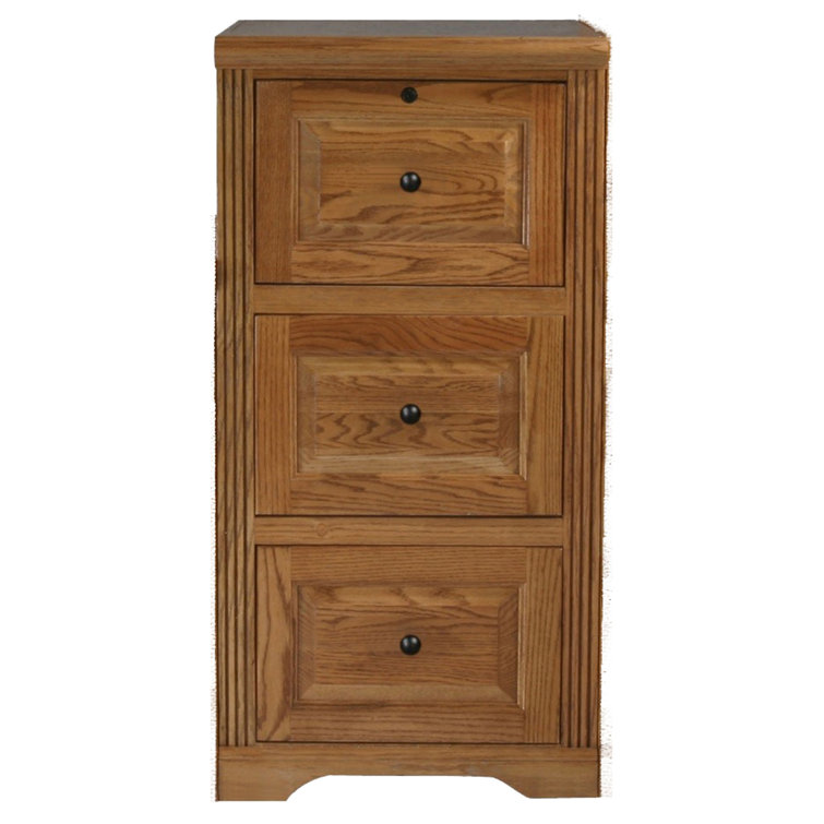 Medium Oak 3-Drawer Lockable File Cabinet