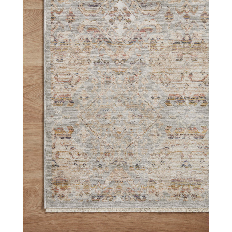 Gray Floral Motif Synthetic Rectangular Area Rug