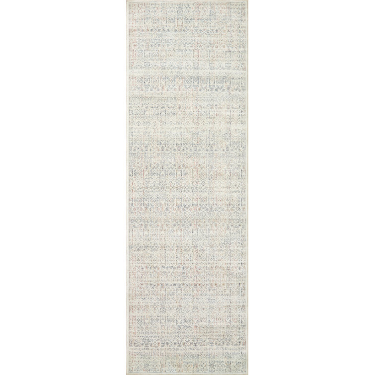 Zuma Ivory Multicolor Easy-Care Synthetic Runner Rug, 2'7" x 12'