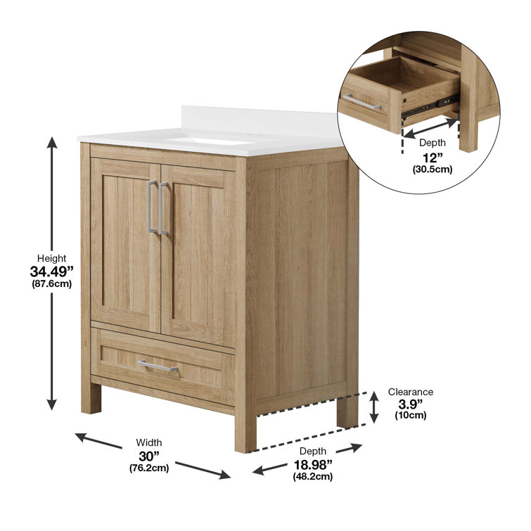 Pure White 30" Freestanding Bathroom Vanity with Sink