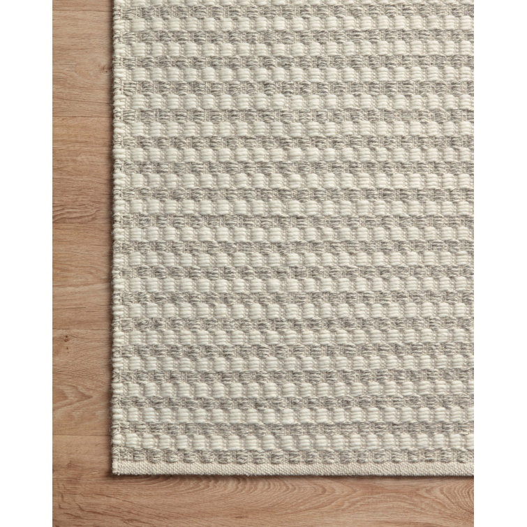 Ivory and Stone Rectangular Wool and Cotton Rug, 8'6" x 11'6"