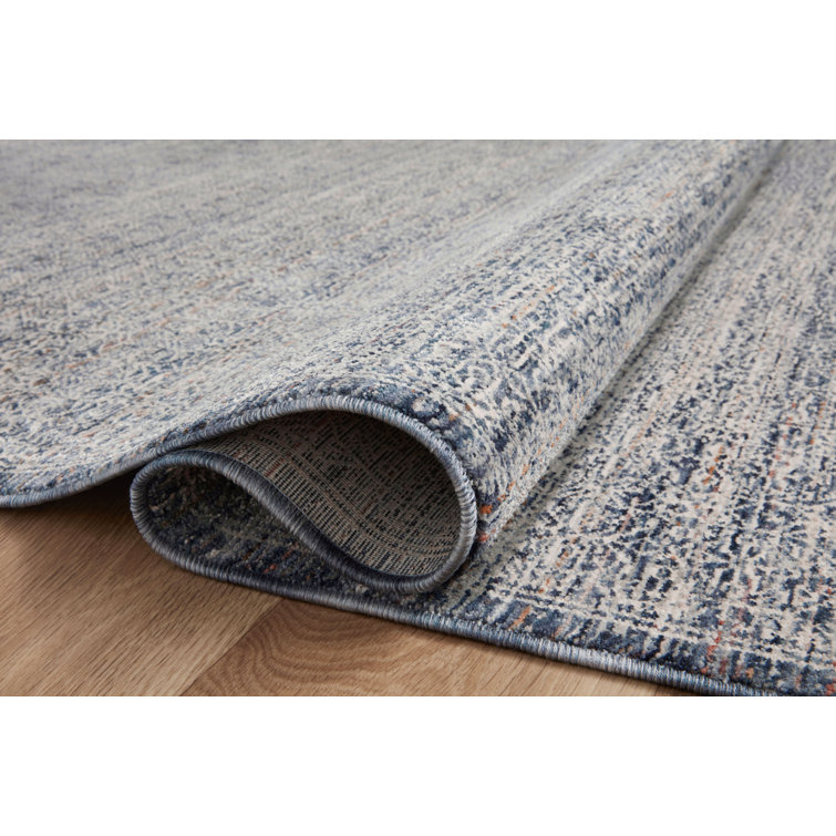 Denim and Ivory Geometric Pattern Rectangular Rug 2'3" x 3'10"