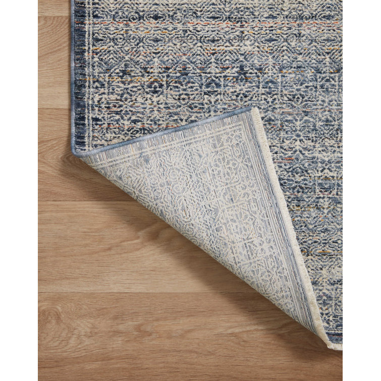 Denim and Ivory Geometric Pattern Rectangular Rug 2'3" x 3'10"