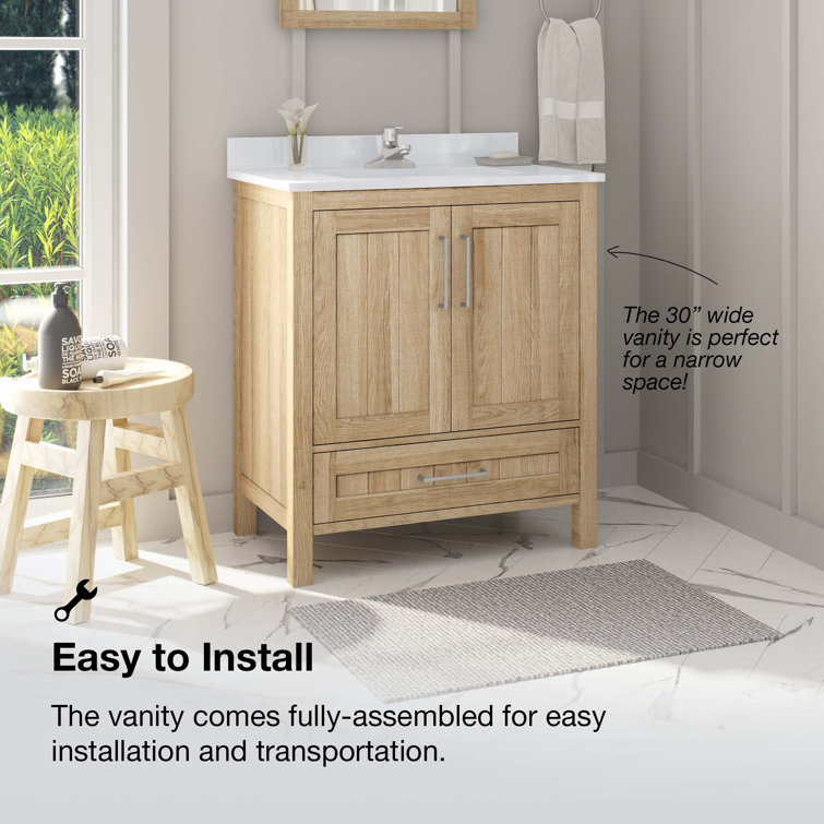 Pure White 30" Freestanding Bathroom Vanity with Sink
