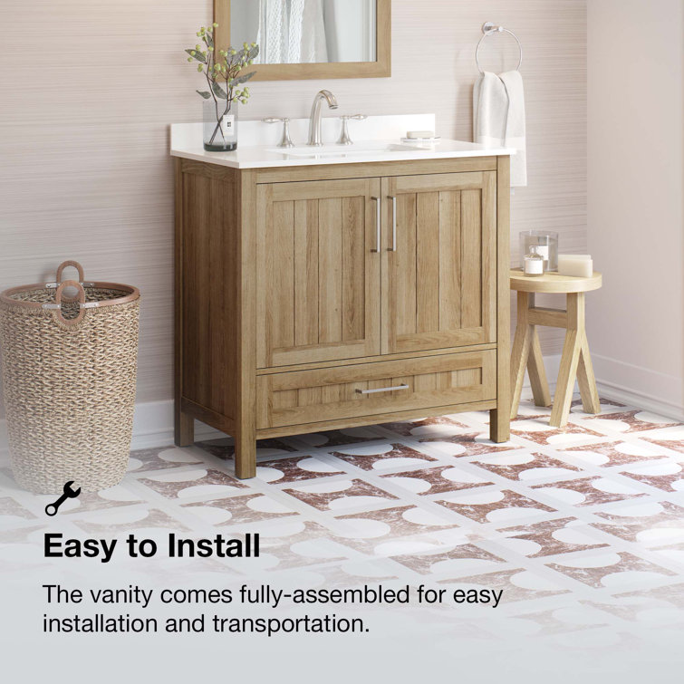 Kansas 36" White Oak Freestanding Bathroom Vanity with Sink