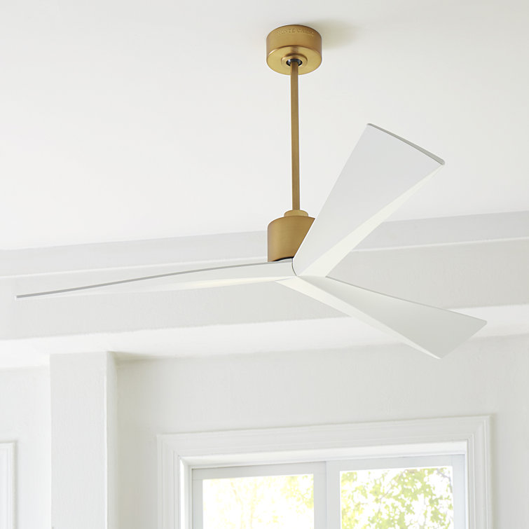 Adler 52" Burnished Brass and Matte White Ceiling Fan with Remote