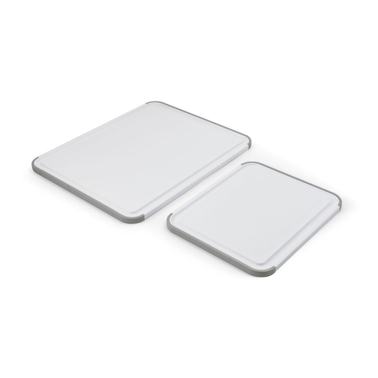 White Rectangular Nonslip Plastic Cutting Board Set