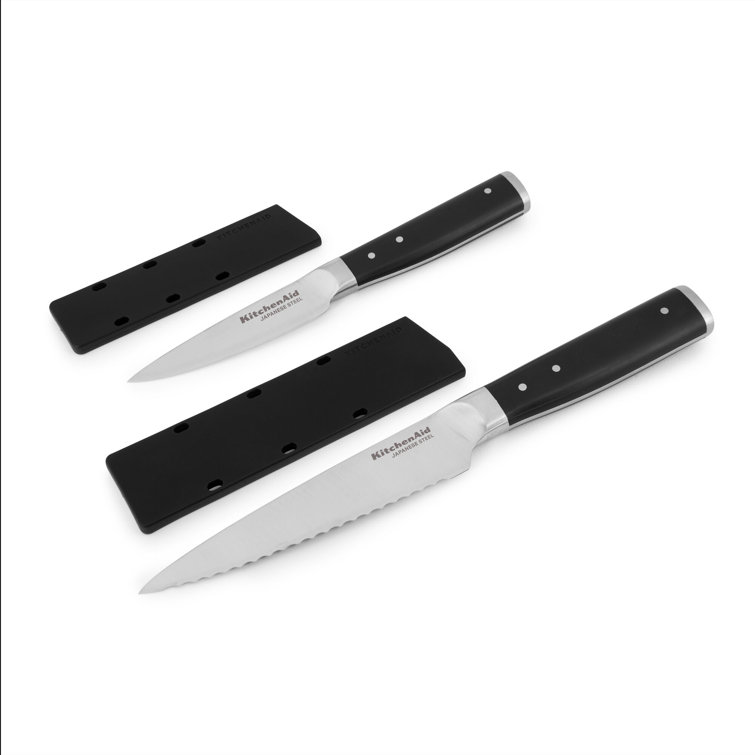KitchenAid® KitchenAid® Gourmet 2 Piece Forged Triple Rivet Knife Set, Sharp Kitchen Knives, Stainless Steel, Black