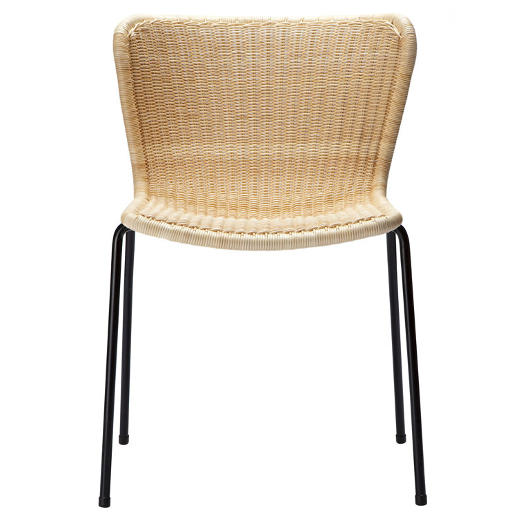 Natural Rattan and Cane Side Chair with Metal Legs