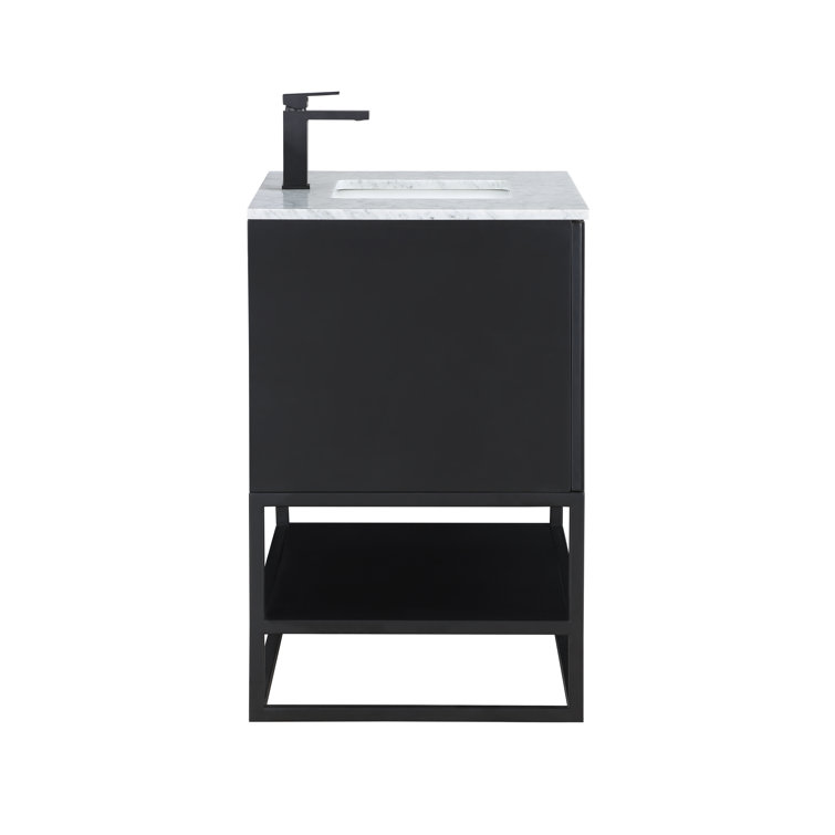 Terra 36'' Black Acacia Vanity with Carrara Marble Top