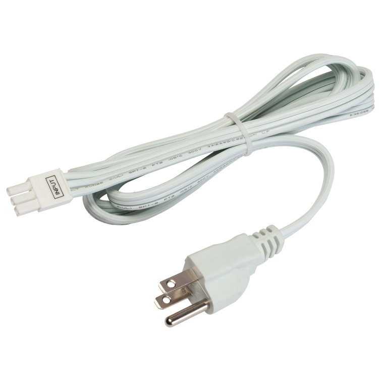60-Inch White Under Cabinet LED Power Cord Supply