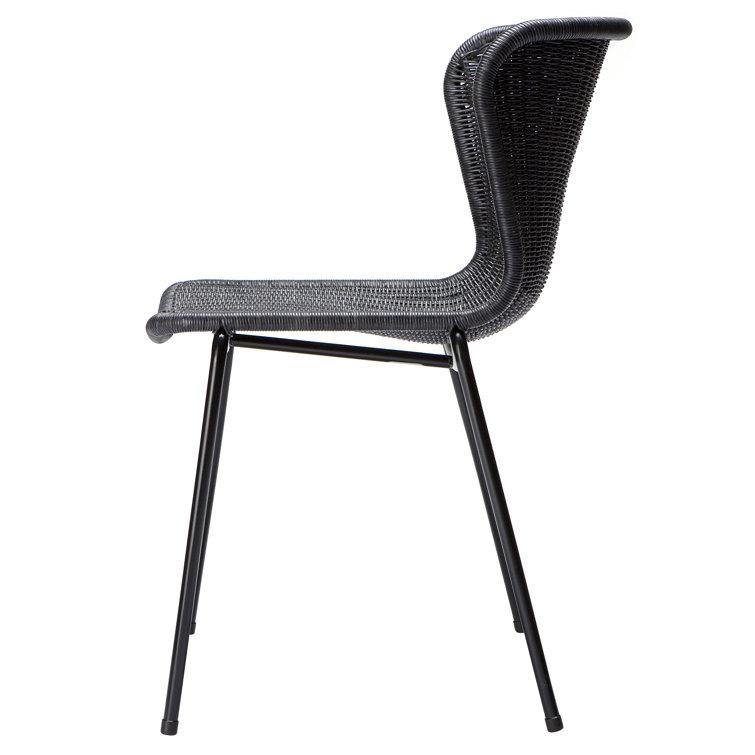 Black Rattan and Metal Stacking Dining Chair