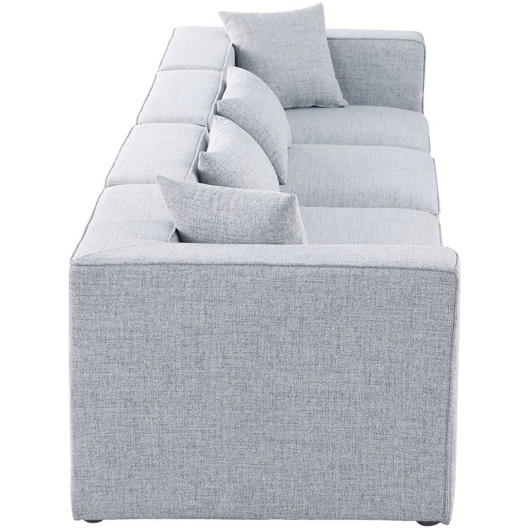 Elegant Grey Linen 144'' Modular Sofa
