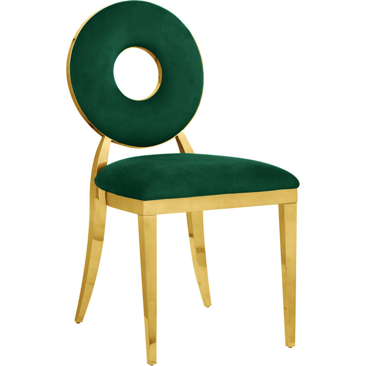 Chic Carousel Green Velvet Dining Chair with Gold Metal Frame