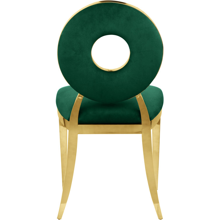 Chic Carousel Green Velvet Dining Chair with Gold Metal Frame