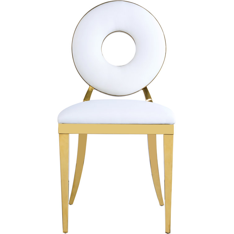 Navy Velvet Upholstered Side Chair with Gold Metal Legs