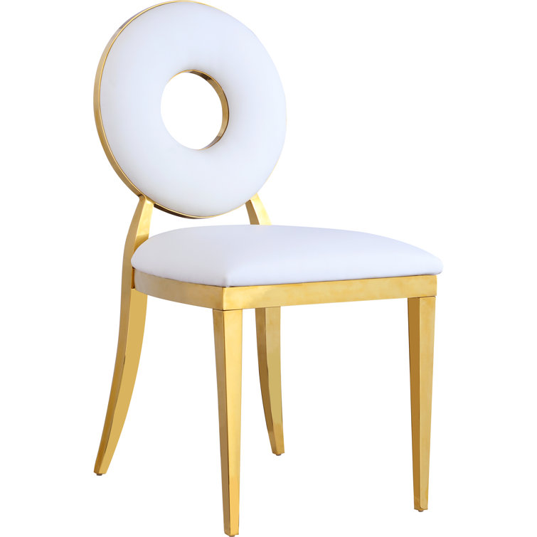 Navy Velvet Upholstered Side Chair with Gold Metal Legs