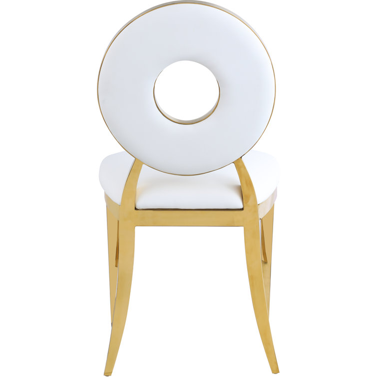 Navy Velvet Upholstered Side Chair with Gold Metal Legs