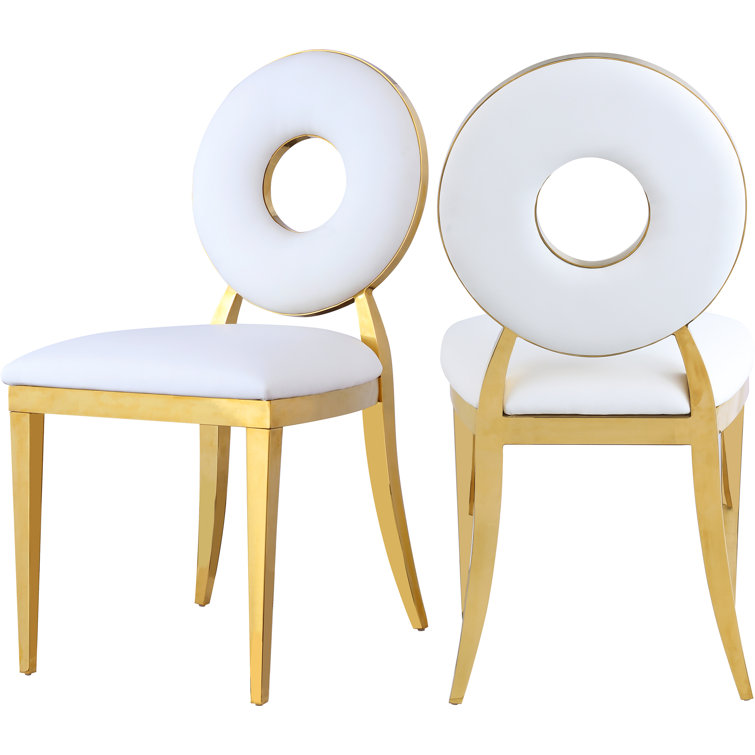Navy Velvet Upholstered Side Chair with Gold Metal Legs