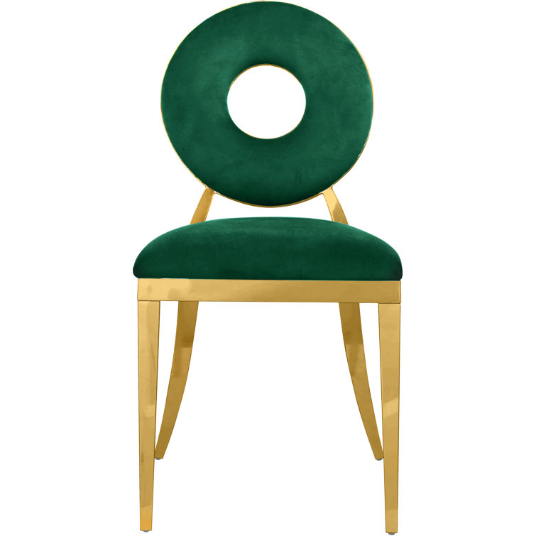 Chic Carousel Green Velvet Dining Chair with Gold Metal Frame