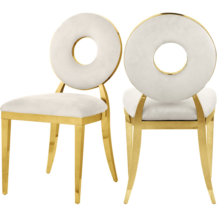 Chic Carousel Green Velvet Dining Chair with Gold Metal Frame