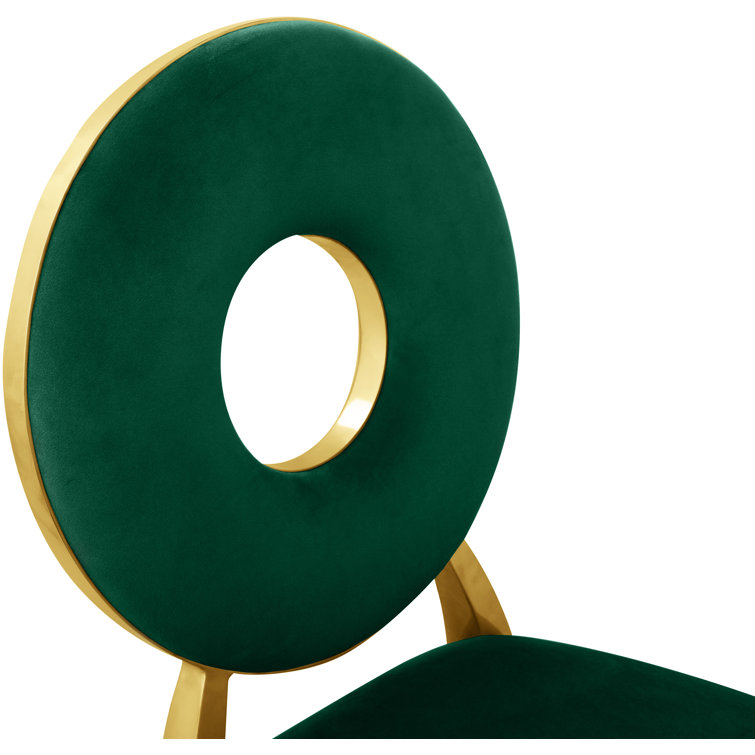 Chic Carousel Green Velvet Dining Chair with Gold Metal Frame
