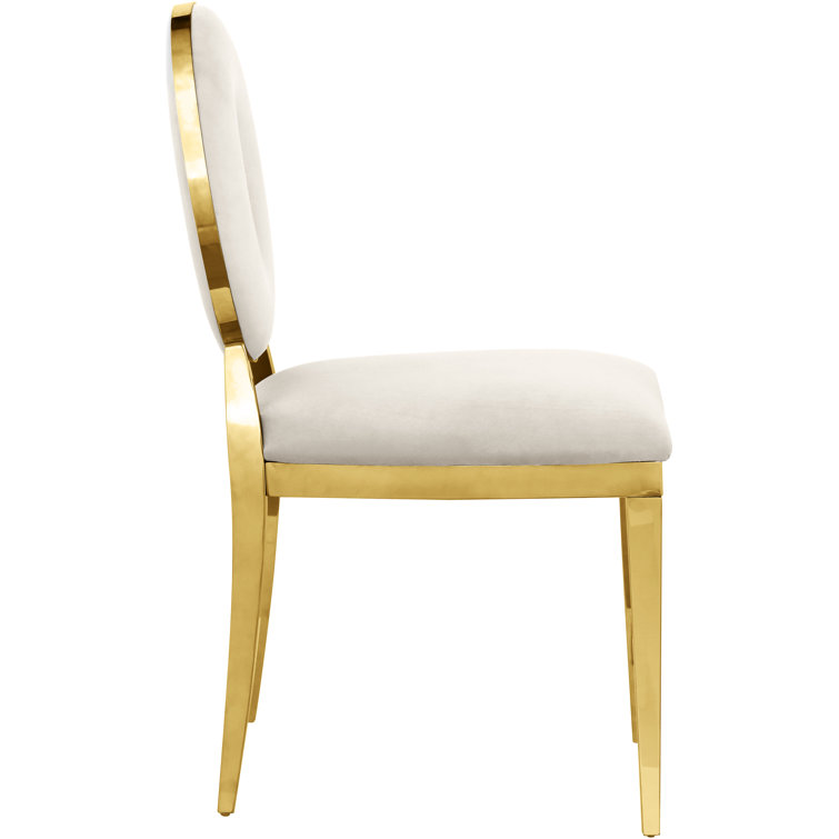 Chic Carousel Green Velvet Dining Chair with Gold Metal Frame