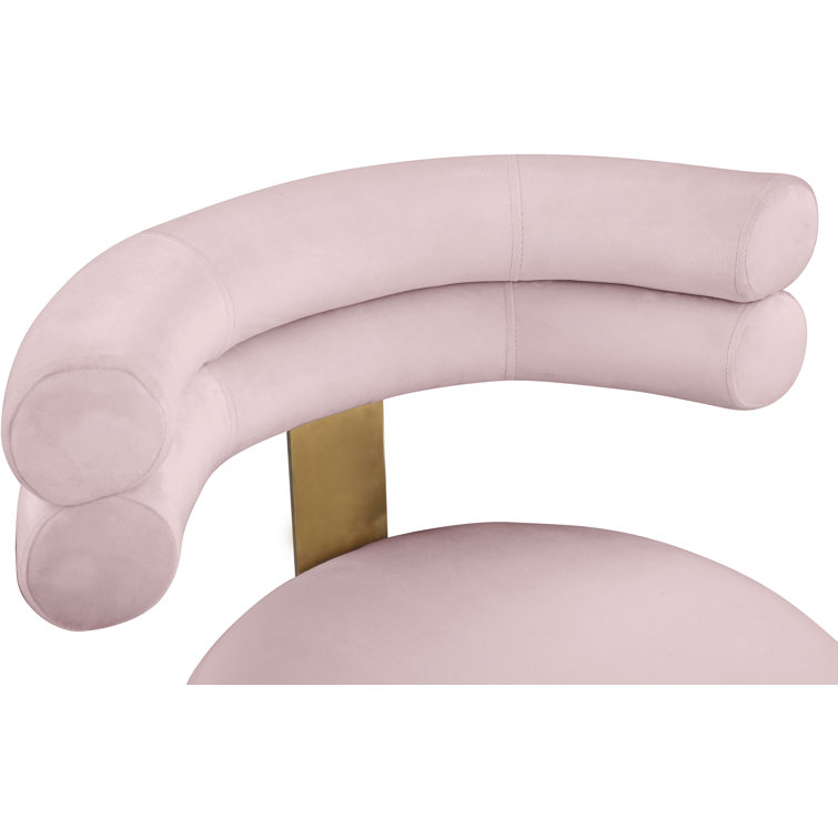 Pink Velvet Upholstered Side Chair with Gold Accents
