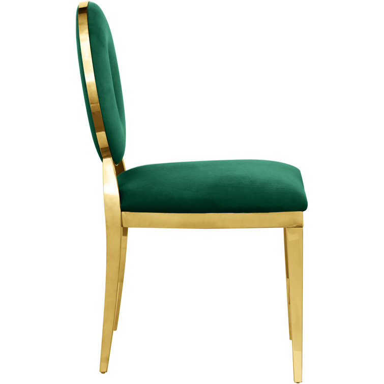 Chic Carousel Green Velvet Dining Chair with Gold Metal Frame