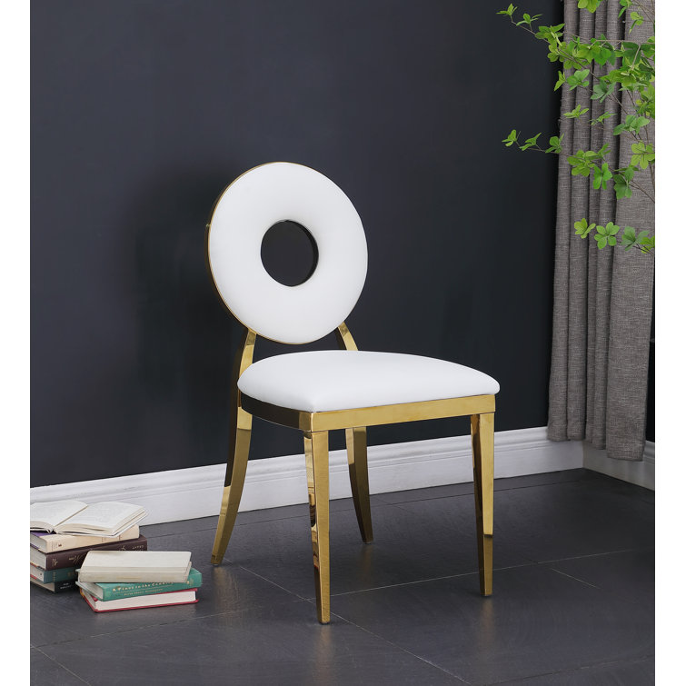 Navy Velvet Upholstered Side Chair with Gold Metal Legs