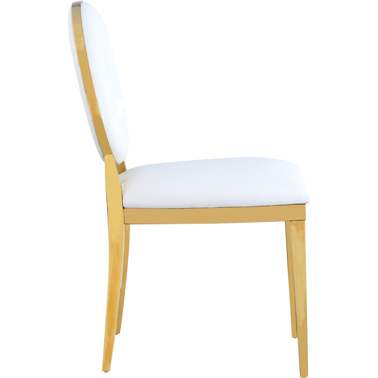 Navy Velvet Upholstered Side Chair with Gold Metal Legs