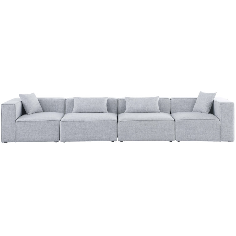 Elegant Grey Linen 144'' Modular Sofa