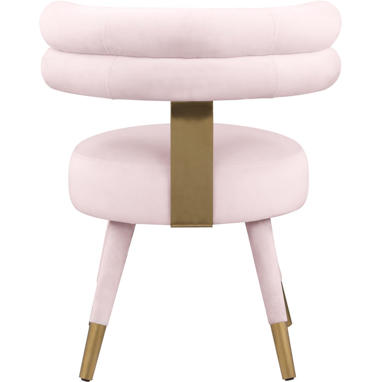 Pink Velvet Upholstered Side Chair with Gold Accents