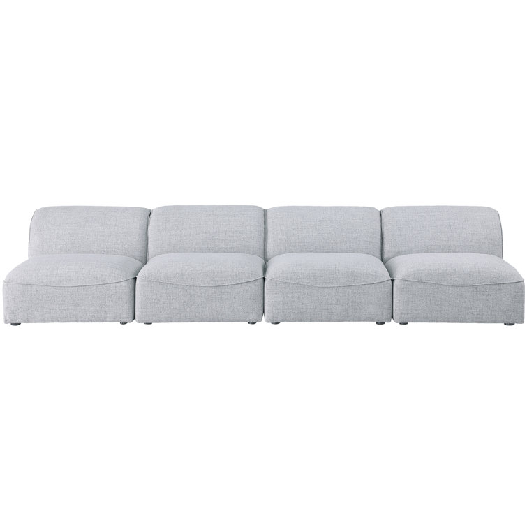 Hollowayville Luxe 132'' Gray Linen Armless Modular Sofa