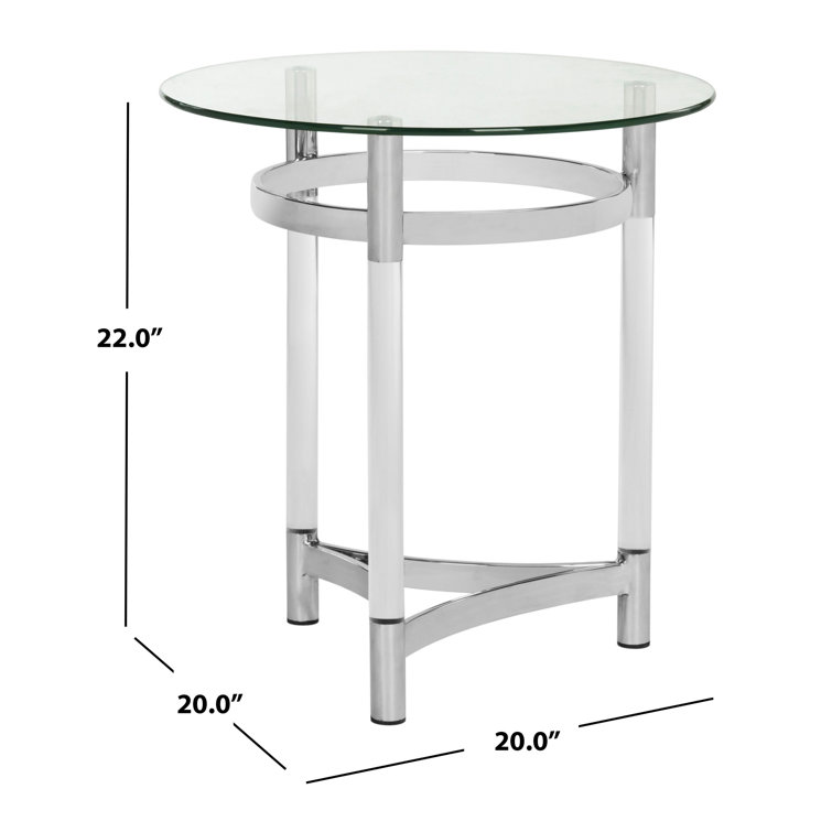 Letty 20" Transitional Silver Metal & Glass Round End Table