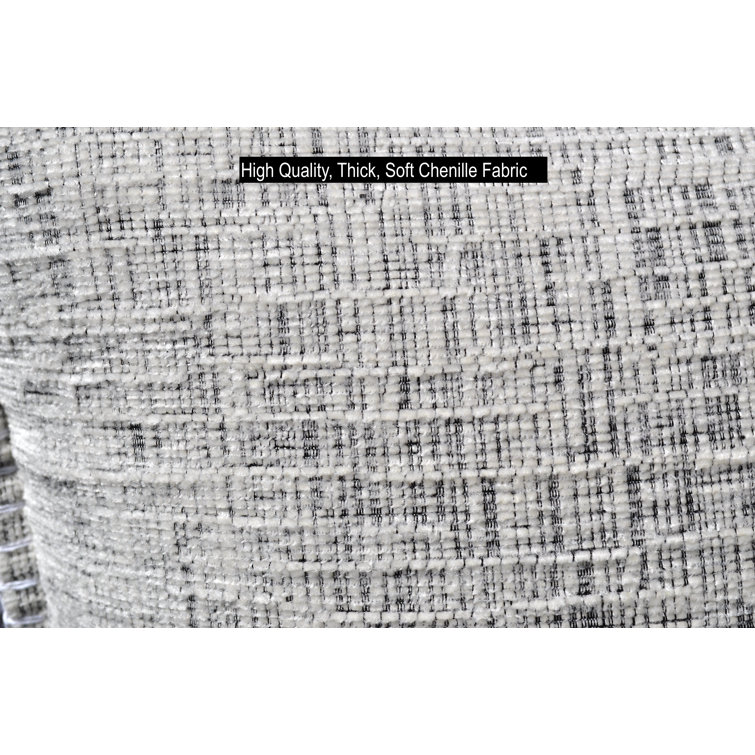 Cream White Chenille Square Throw Pillow Covers with Piped Edges, Set of 2