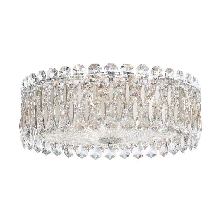 Sarella Antique Silver 3-Light Flush Mount with Clear Heritage Crystals