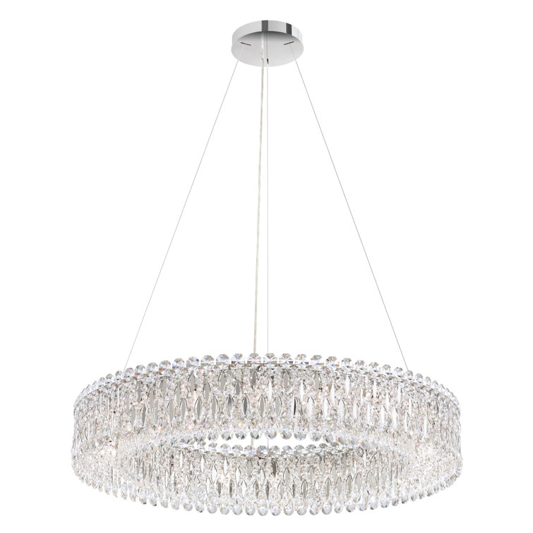 Sarella 18-Light Stainless Steel Drum Chandelier with Clear Heritage Crystals