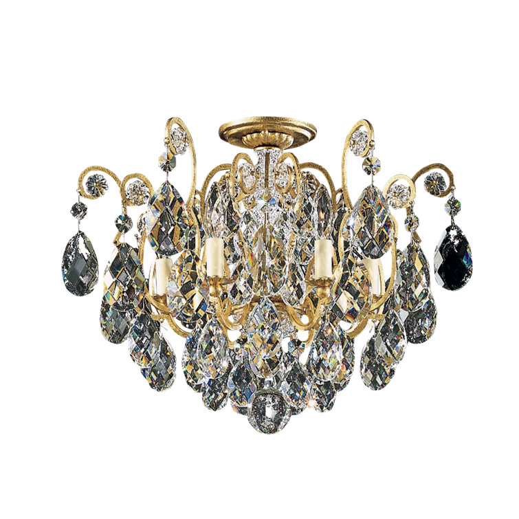 Heirloom Gold Crystal 6-Light Semi-Flush Mount