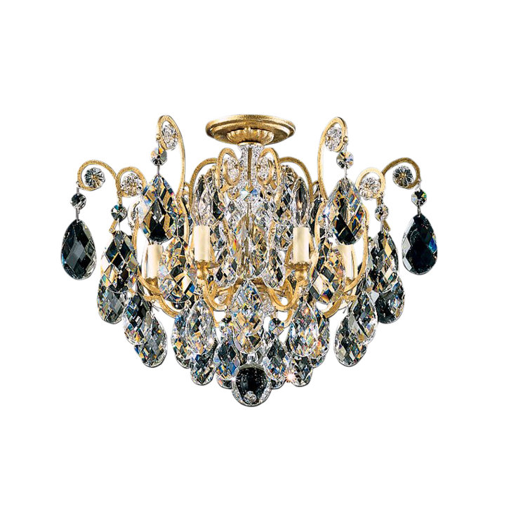 Etruscan Gold 6-Light Crystal Semi Flush Mount