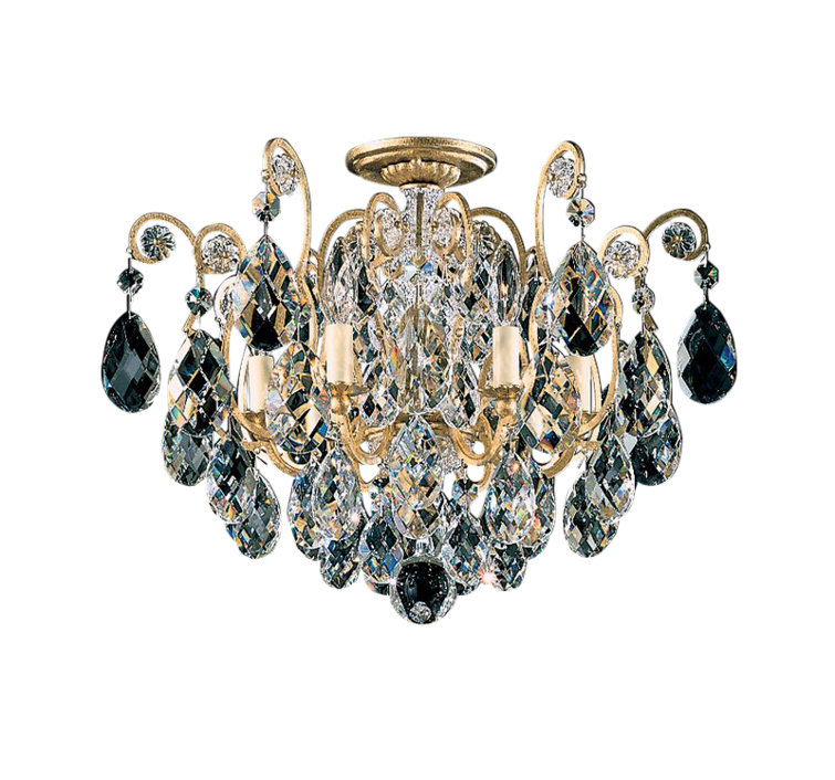 French Gold Crystal 6-Light Flush Mount