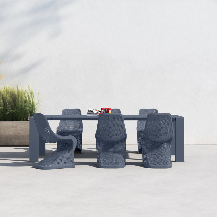 Siesta Bloom 118'' Dark Gray Extendable Outdoor Dining Set for 6