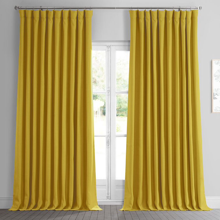 Dandelion Gold Faux Linen Blackout Curtain Panel, 100" x 84"