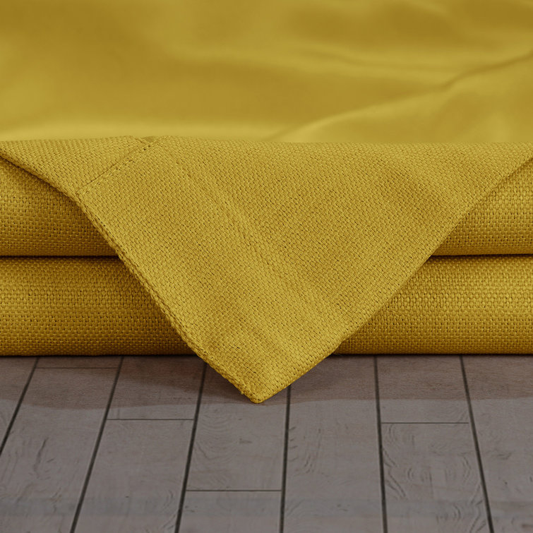 Dandelion Gold Faux Linen Blackout Curtain Panel, 100" x 84"