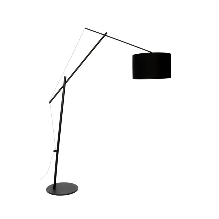 Adjustable Black Iron Task Floor Lamp with Drum Shade